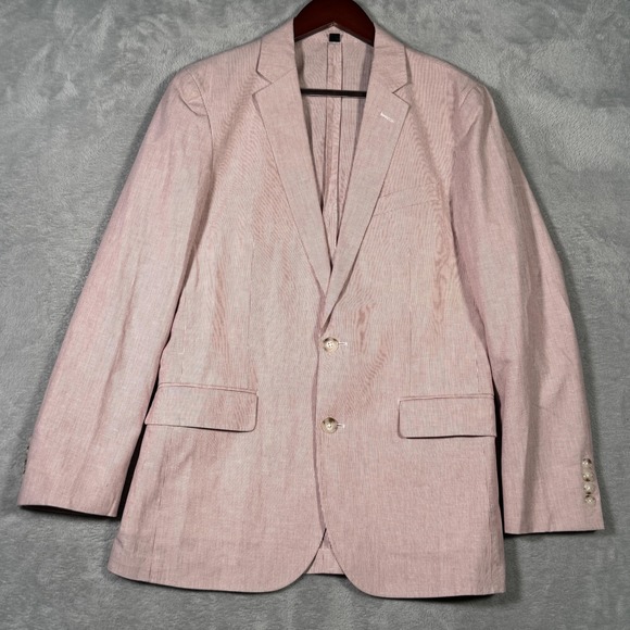 J Crew Ludlow Blazer Mens 36R Stripe Linen Cotton Somelos Portugal Sport Coat - Picture 1 of 14